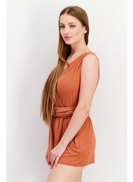 BB Dakota by Steve Madden Women Belted Surplice Neck Playsuits, Bricks  - Image 2