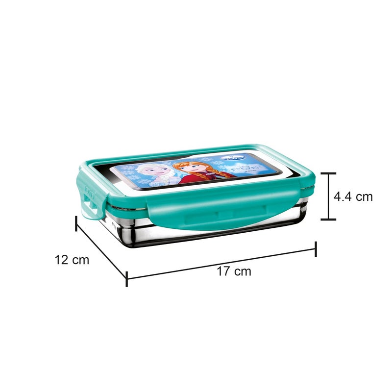 Joyo Disney Lunchmate Lunch Box with Box Inner Steel Lunch Box Big 1, Small Box with Steel Dabbi Compact Design Airtight Leakproof Lunch Box for Office,School BPA Free (Pack of 1) Frozen - Aqua Green - Image 2