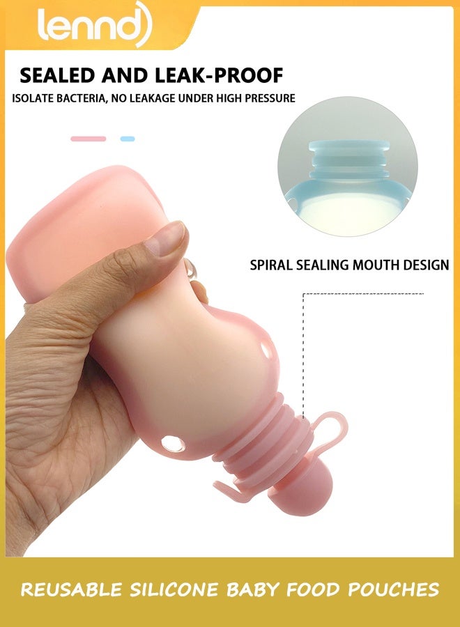LENND Reusable Silicone Baby Food Pouches, 4 Pack Squeeze Pouches for Toddler Kids, BPA-Free Silicone Refillable Baby Food Storage, 150ML - Image 3