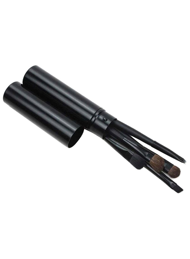 5-Piece Professional Makeup Brush Set With Tube Case Black/Brown - Image 2