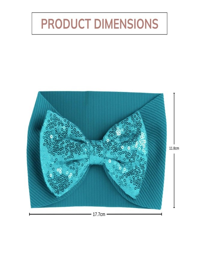 ANNACREATIONS ANNA CREATIONS 1 Pc Baby Sequin Bow Headbands – Soft Stretchy Turban Style Hairbands for Newborns & Infants – Sparkly Bows – Adorable Fashion Accessories for Baby Girls & Baby Boy (TURQUOISE) - Image 2