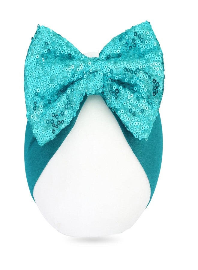 ANNACREATIONS ANNA CREATIONS 1 Pc Baby Sequin Bow Headbands – Soft Stretchy Turban Style Hairbands for Newborns & Infants – Sparkly Bows – Adorable Fashion Accessories for Baby Girls & Baby Boy (TURQUOISE) - Image 3