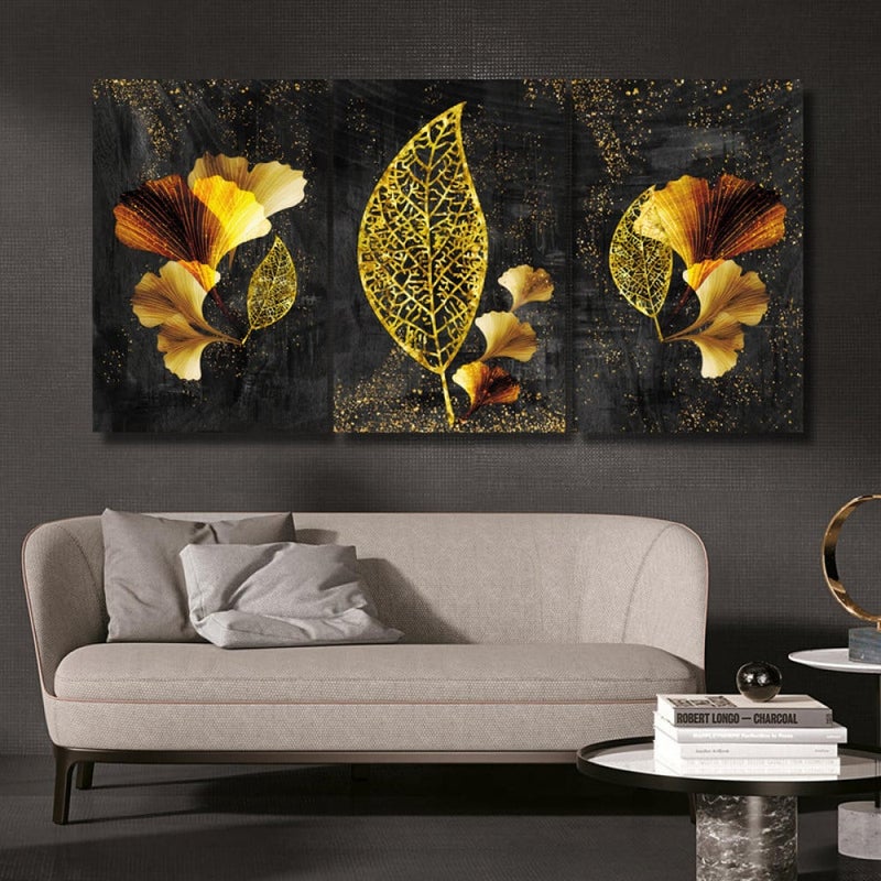 Marktna Three luxurious modern-designed canvas prints with a hollow frame, measuring (150×70), three pieces - Image 1