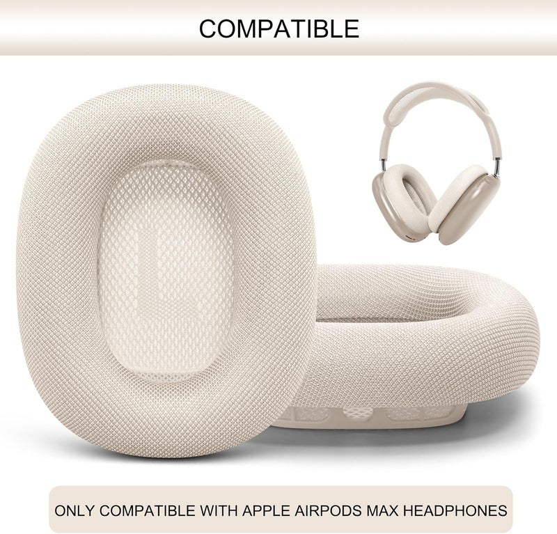 GEVO وسائد أذن المحسنة البديلة لسماعات Apple AirPods Max الجديدة لعام 2024، أغطية وسادات الأذن من قماش شبكي مع رغوة الذاكرة والمغناطيس لـ AirPods Max بلون منعش (ضوء النجوم) - Image 2