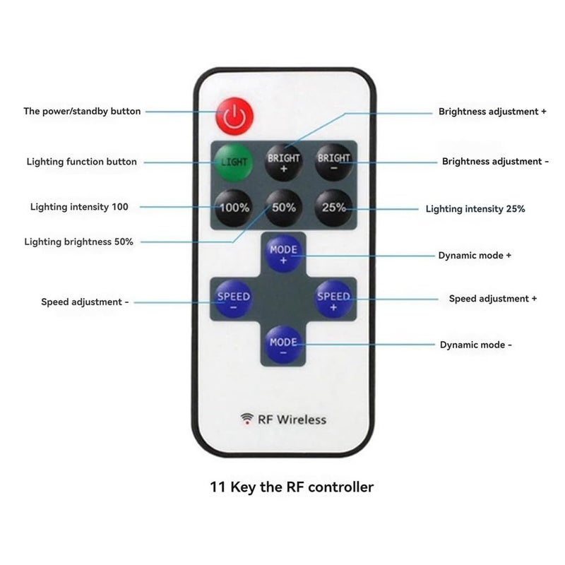 11 Key Mini Wireless Remote Control For Single Color LED Strip Lights With Dimmer Function 393mm Length Black - Image 3
