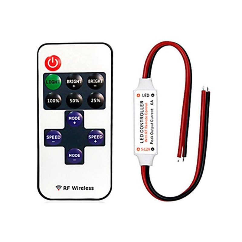 11 Key Mini Wireless Remote Control For Single Color LED Strip Lights With Dimmer Function 393mm Length Black - Image 2
