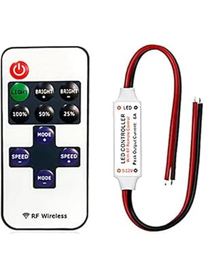 11 Key Mini Wireless Remote Control For Single Color LED Strip Lights With Dimmer Function 393mm Length Black - Image 1