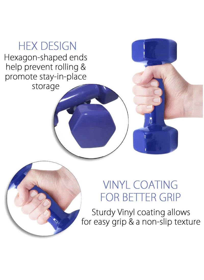 Generic - Double Dumbbells Vinyl Hexagon Hand Weights For Muscle Training 5KG, Blue - Image 1