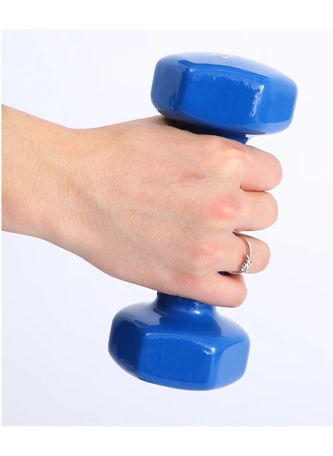 Generic - Double Dumbbells Vinyl Hexagon Hand Weights For Muscle Training 5KG, Blue - Image 1
