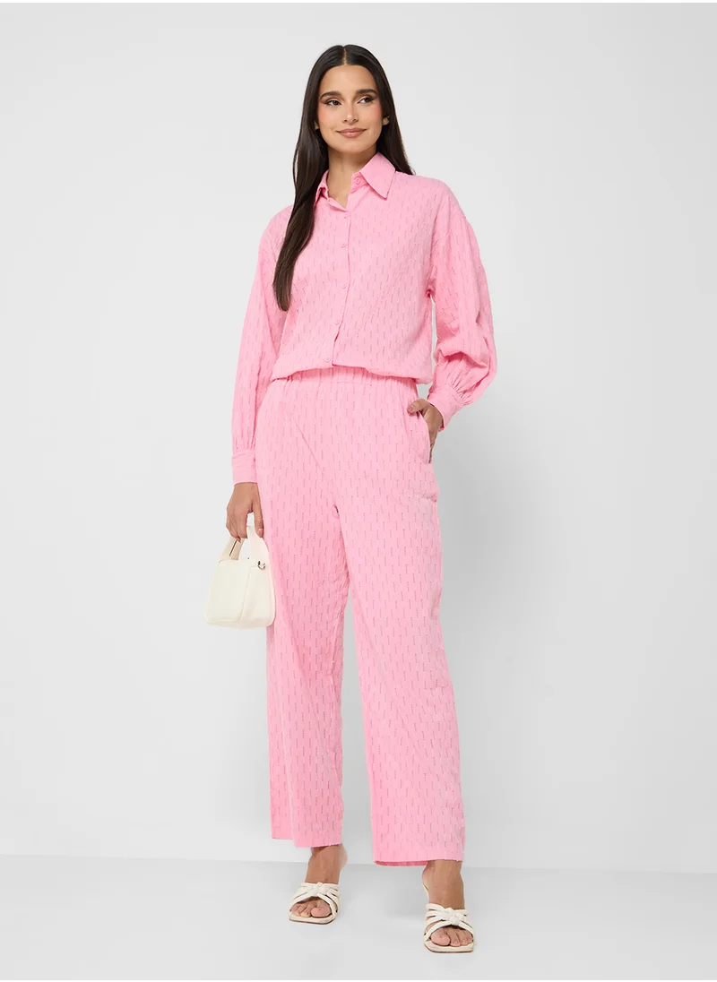 ELLA Sheer Button Down Shirt & Pant Set