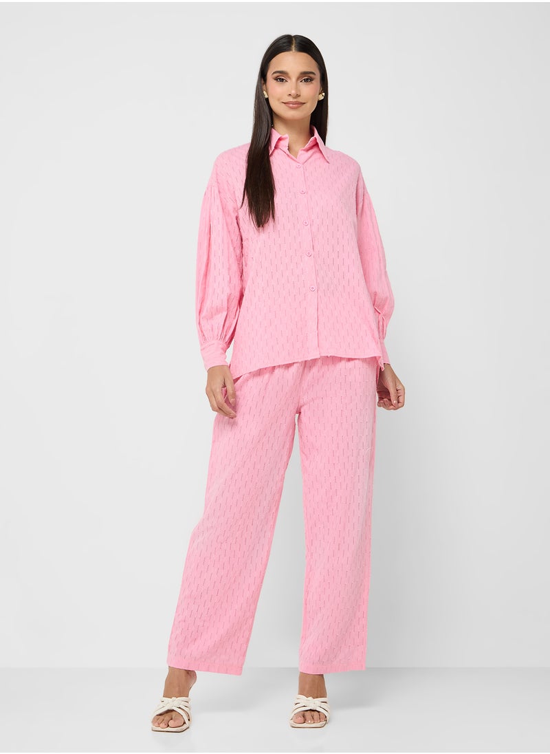 ELLA Sheer Button Down Shirt & Pant Set  - Image 1