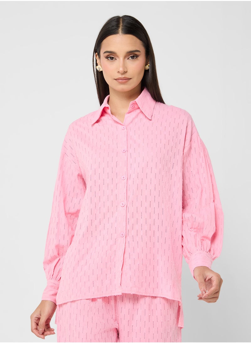ELLA Sheer Button Down Shirt & Pant Set  - Image 3