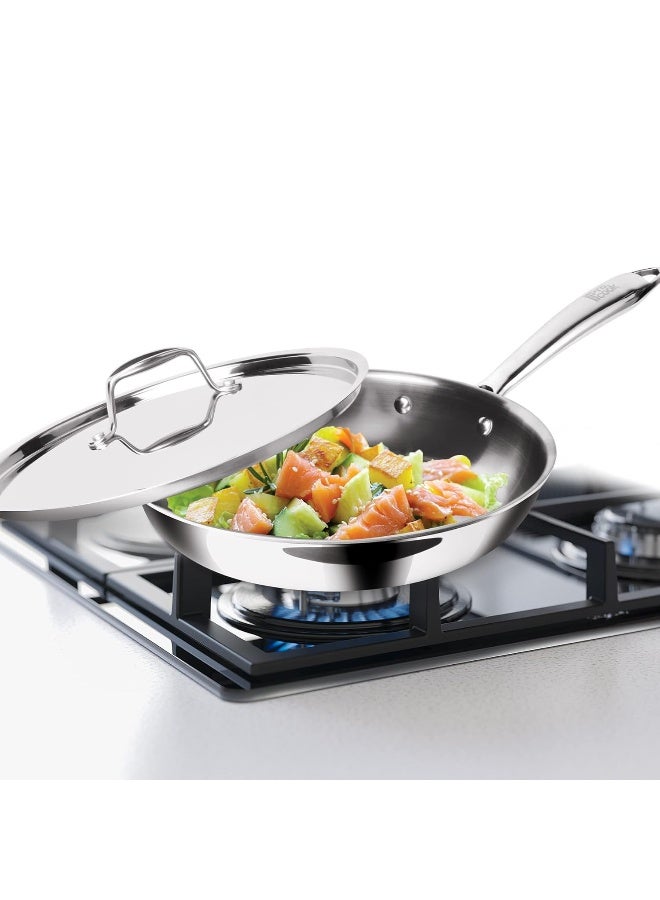 Milton Pro Cook Fry Pan 20 cm – Triply Hexa Tech Stainless Steel Frying Pan with Stainless Steel Lid, Induction & Gas Compatible, Ideal for Curry & Omelette - Image 1