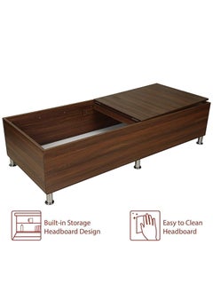 NOVA FURNITURE Nova Furnitures Single Engineered Wood Divan Bed With Storage Brown  - Image 3