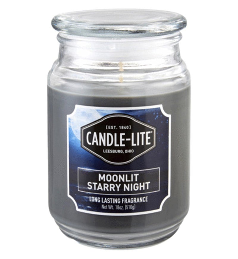 CANDLE-LITE شموع كاندل لايت المعطرة، عطر ليلة النجوم القمرية، شمعة واحدة بوزن 18 أونصة بفتيلة واحدة مع 110 ساعات من وقت الاحتراق، رمادي - Image 1