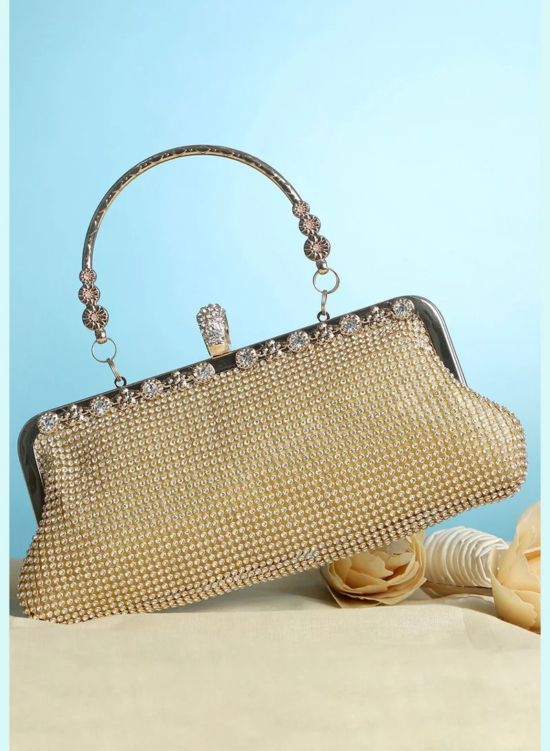 Haute Sauce Textured Handle detail Clutch Bag with Buckle