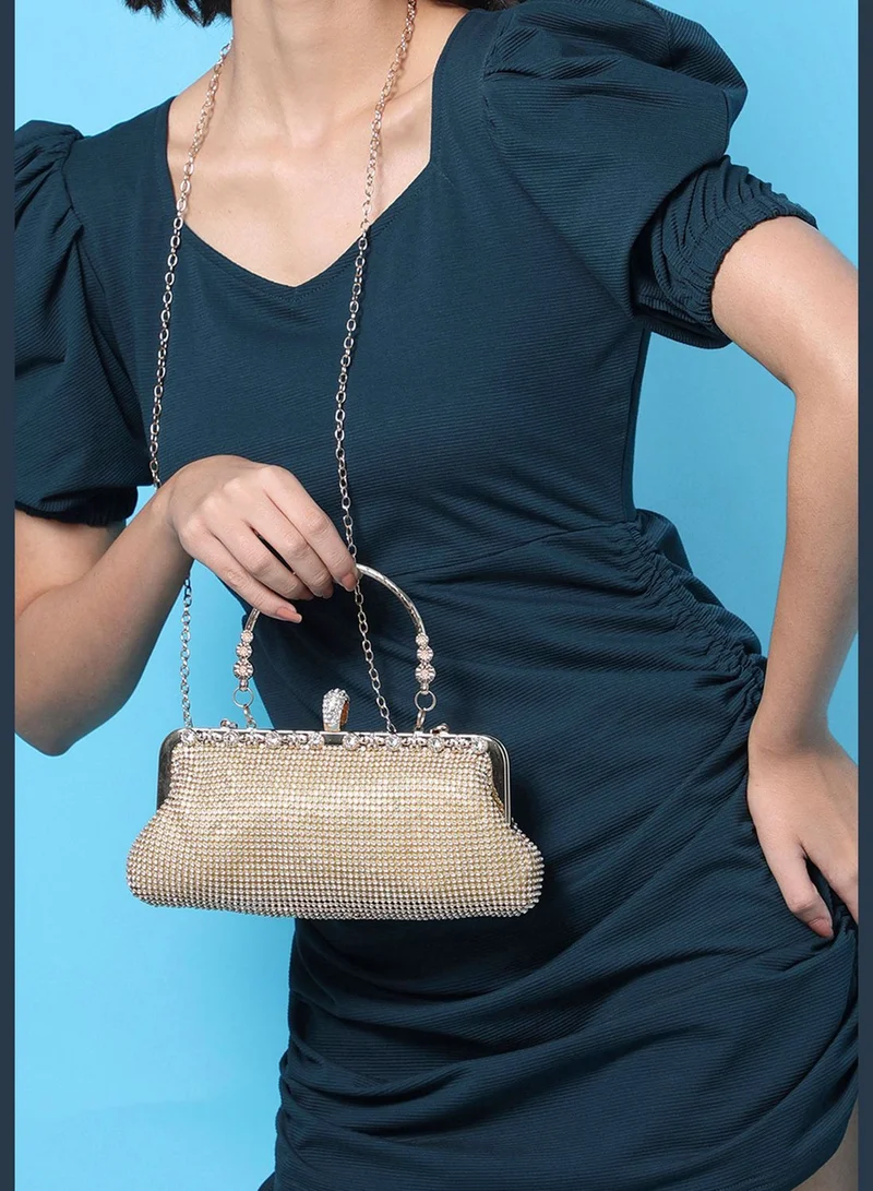 Haute Sauce Textured Handle detail Clutch Bag with Buckle