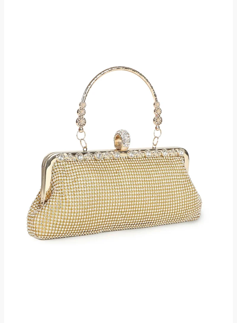 Haute Sauce Textured Handle detail Clutch Bag with Buckle