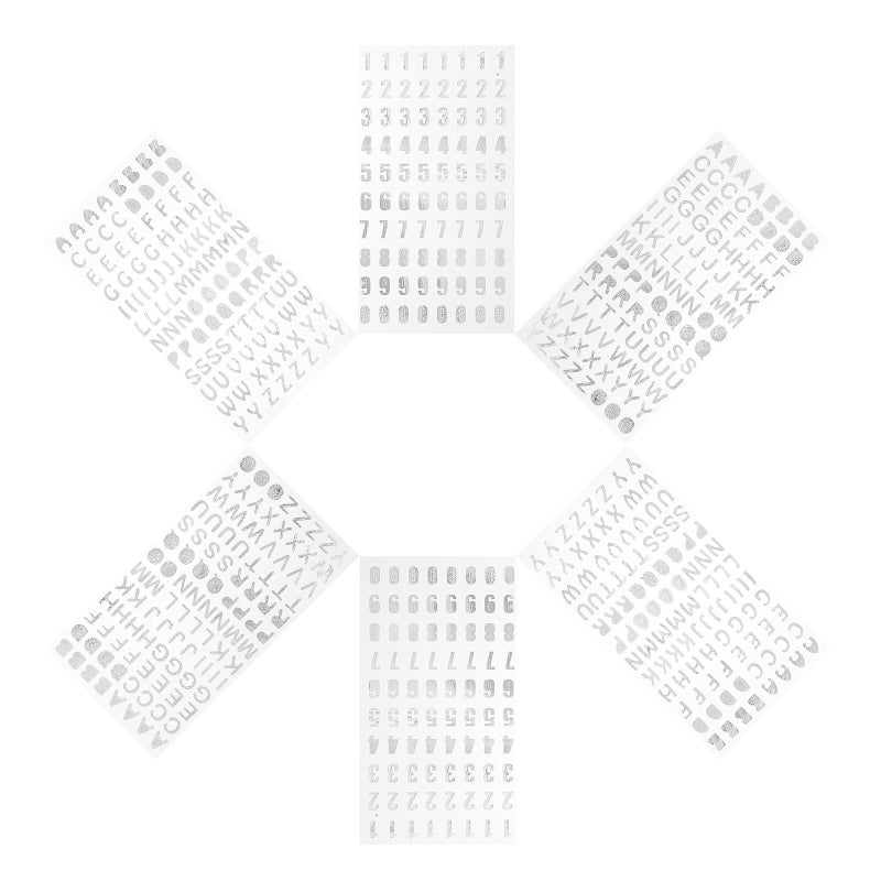Self Adhesive Silver Alphabet Number Stickers For Scrapbooking DIY Crafts Phone Case Decor 6 Sheets - Image 2