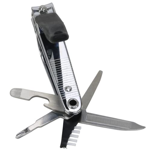 Iconikal 8in1 Toenail Clipper Multi Tool with Screwdriver Brush File Pick Can Opener Rubberized Grip - Image 1