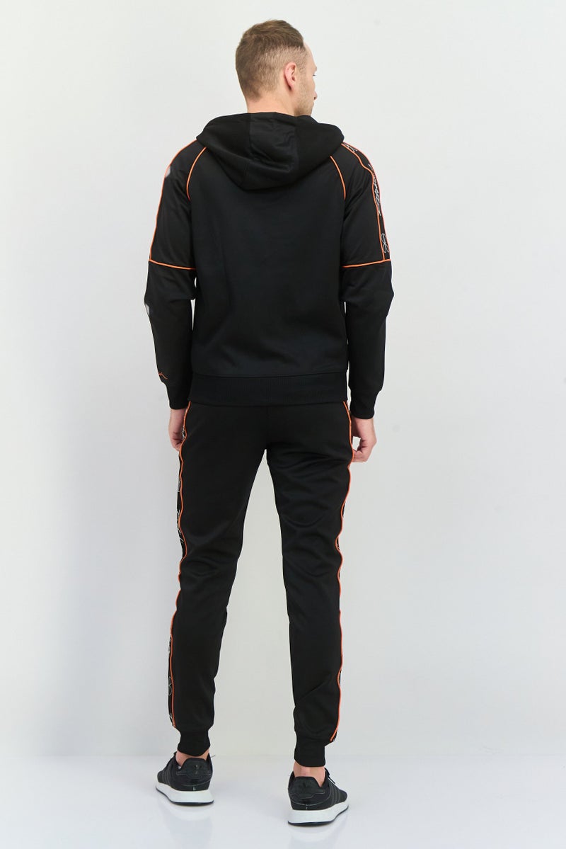 CROSSHATCH Men 2 Piece Brand Logo Tracksuits Set, Black - Image 2