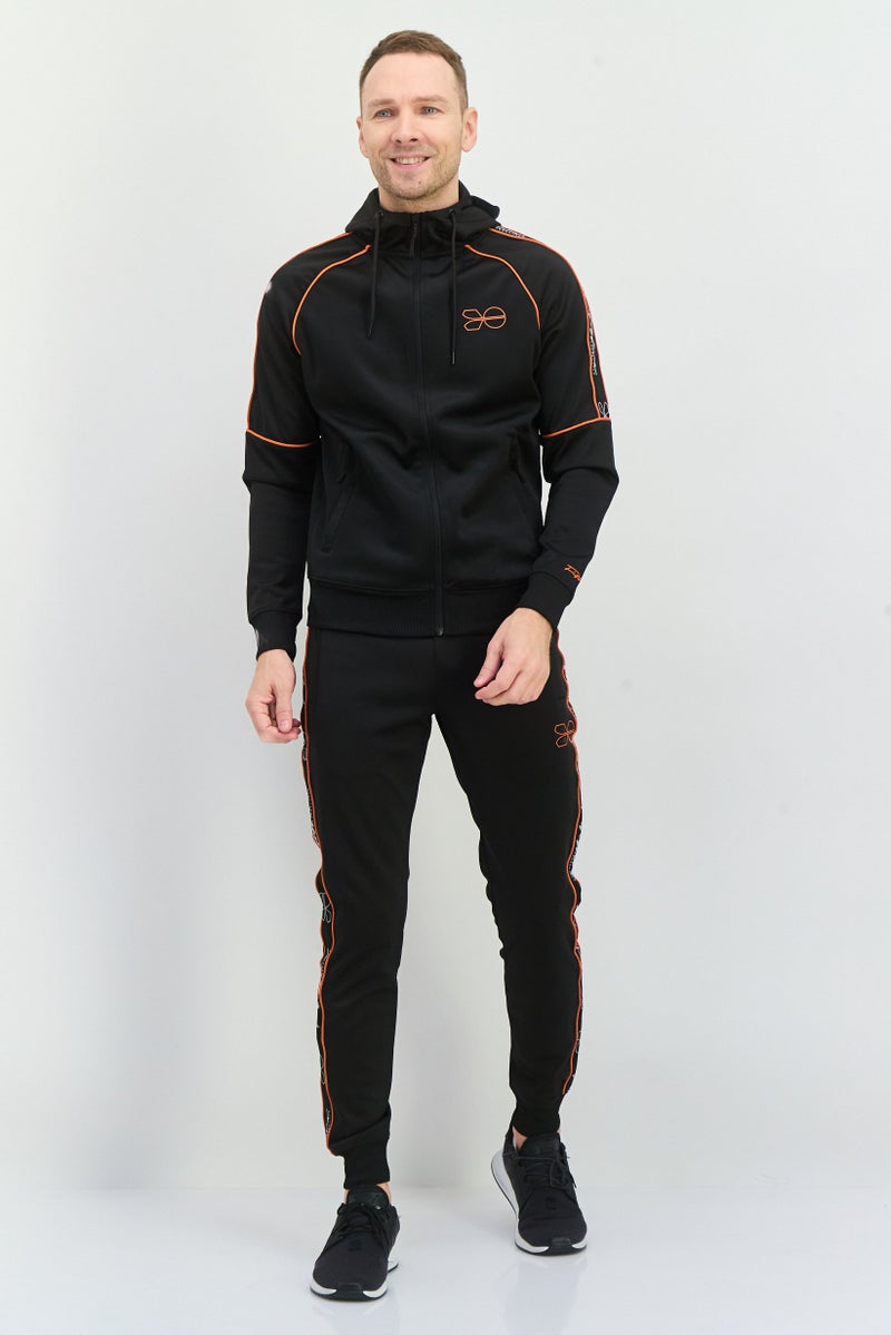 CROSSHATCH Men 2 Piece Brand Logo Tracksuits Set, Black - Image 1