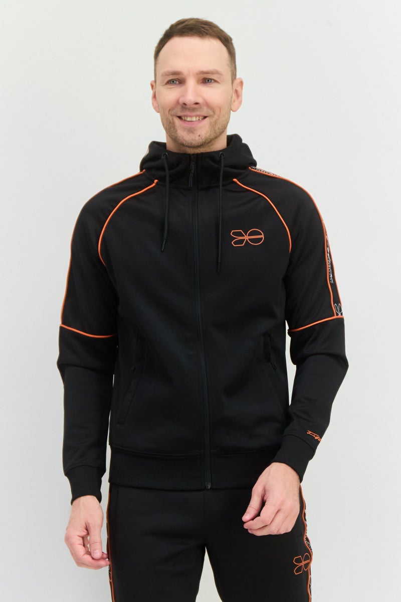 CROSSHATCH Men 2 Piece Brand Logo Tracksuits Set, Black - Image 3