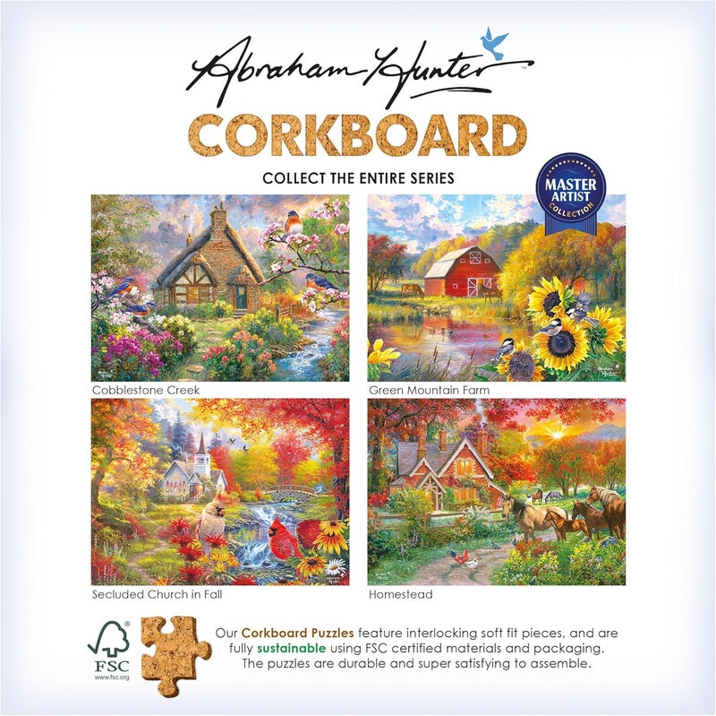 Rose Art - Abraham Hunter Cork Puzzle - Cobblestone Creek - 1000 Piece Adult Jigsaw Puzzle - Image 4