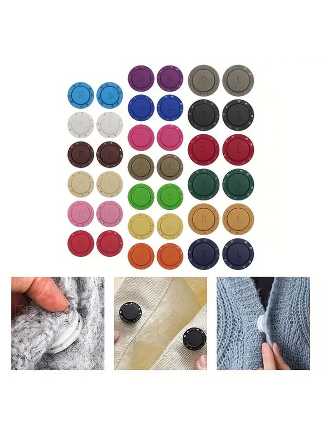 Brown 22mm Magnetic Snap Buttons 5 Pairs Invisible Durable Plastic Metal Fasteners - Image 1