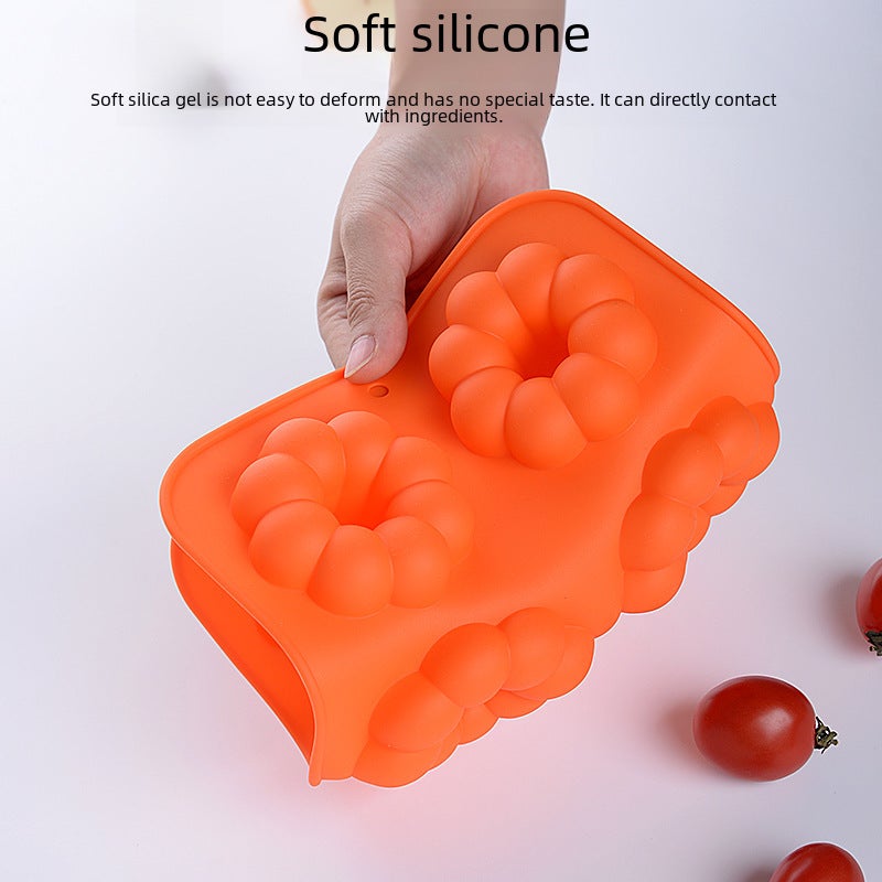 Cross-Border Supply Pumpkin Heart Round Mold 6-Piece Donut 3-Piece Set Baking Tools Silicone Donut Mold(Suit 2: Rose Red round + blue flower shape + green heart shape) - Image 4