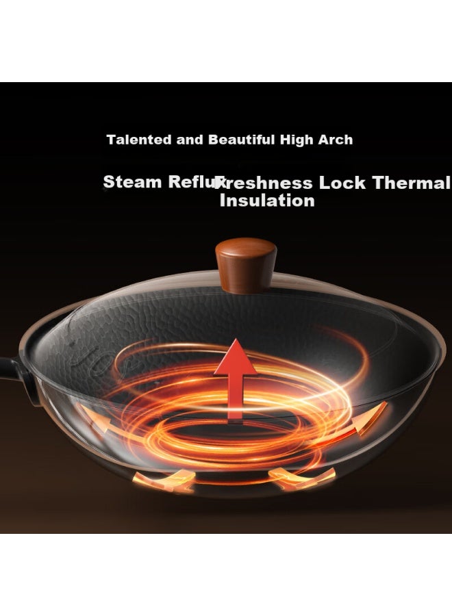 Joyoung Titanium Iron Non-stick Wok, Uncoated Stir-fry Pan, Iron Pan, Lightweight, For Gas Stove, 30cm - Image 3