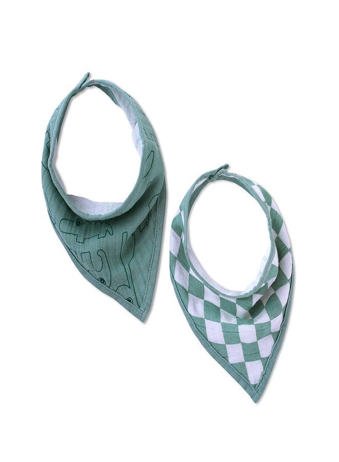 THEONI Muslin Baby Bibs, Organic Neutral Drool Bandana Bibs for Boy, Girl & Unisex Baby Bibs Soft & Super Absorbent Bandana Organic Cotton 2 Pack - Image 5