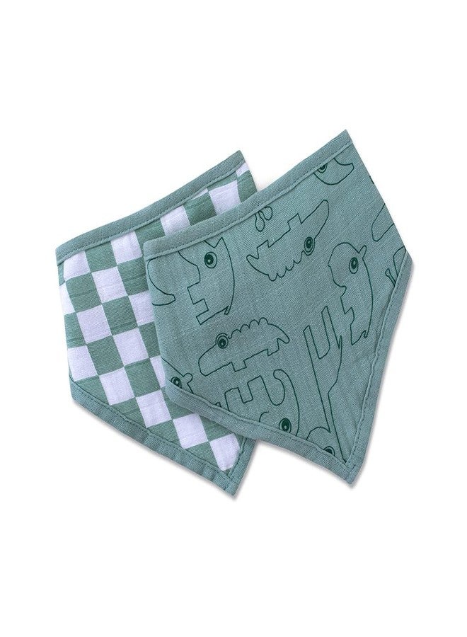 THEONI Muslin Baby Bibs, Organic Neutral Drool Bandana Bibs for Boy, Girl & Unisex Baby Bibs Soft & Super Absorbent Bandana Organic Cotton 2 Pack - Image 1