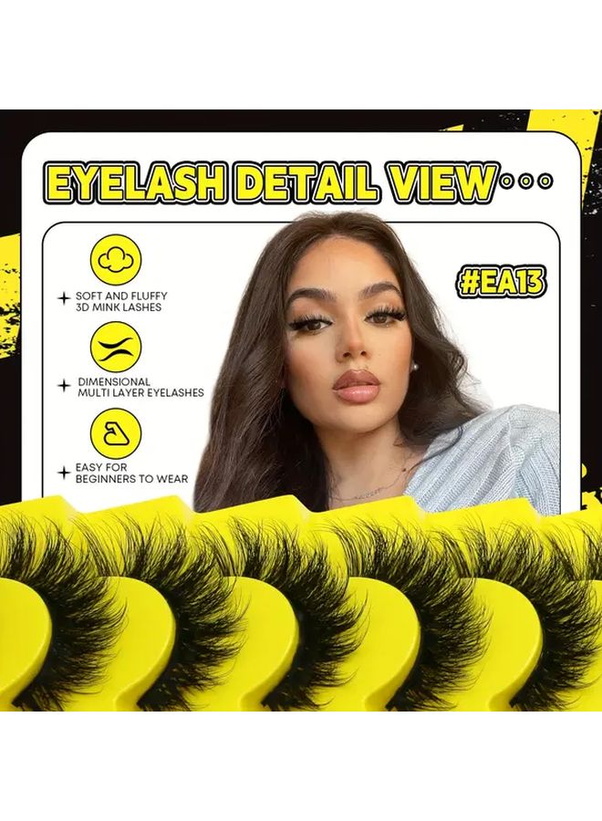 7 Pairs Full Strip False Eyelashes Fluffy Curl Cat Eye Mink EA14 - Image 5