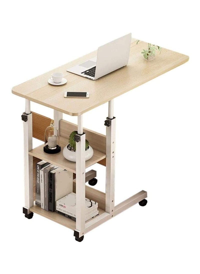 DubaiGallery - Side Table NAN C-Shaped, Metal Frame MDF Simple Tea for Hotel Famous and Famous Special-Shaped Table, White/Walnut Color - Image 1