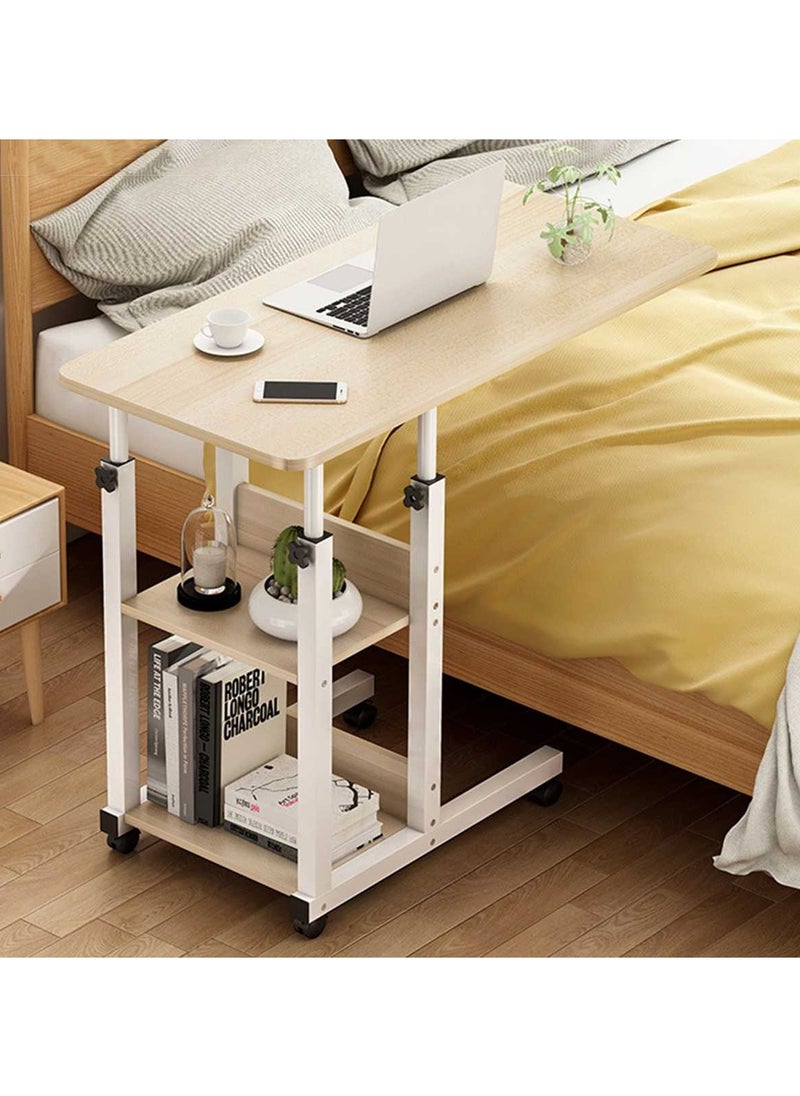 DubaiGallery - Side Table NAN C-Shaped, Metal Frame MDF Simple Tea for Hotel Famous and Famous Special-Shaped Table, White/Walnut Color - Image 1