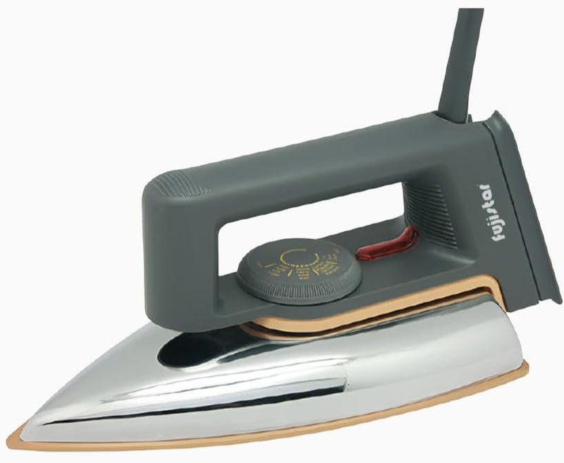 fujistar Electric Dry Iron 1200W, Ceramic Golden Non-stick Soleplate, Classic Heavy-weight, Dry Ironing, FSIR205 - Image 2