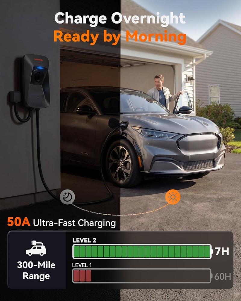WOLFBOX Level 2 EV Charger 50 Amp J1772 with NEMA 14-50 Plug and 25ft Cable - Image 4