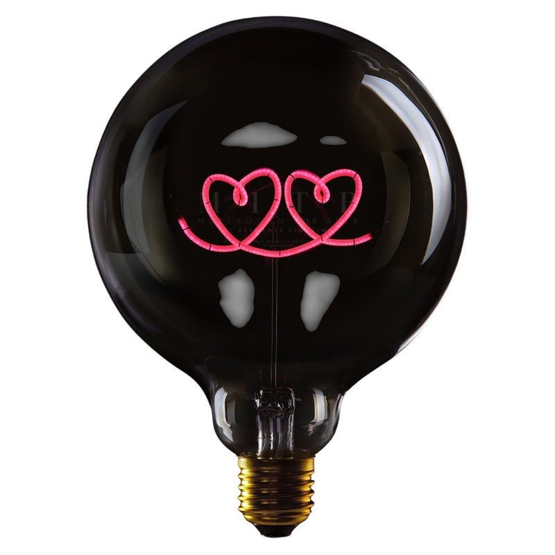 DOUBLE HEART - LED GLASS BULB - PLATED SMOKE GLASS- Ø70 × H110 MM