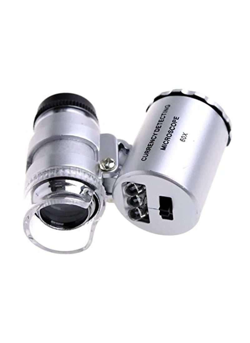 Goliton Goliton Mini Microscope Pocket 60x Magnifier Handheld Jeweler LED Lamp Light Loupe 