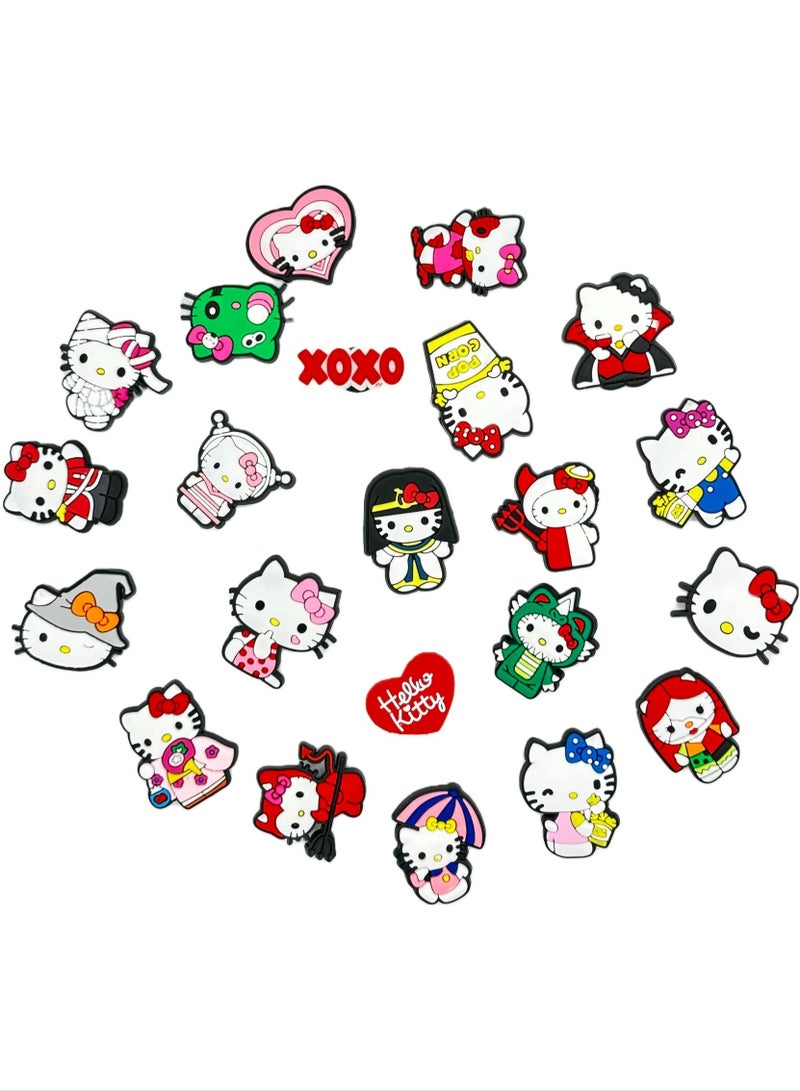 Hello Kitty Jibbitz Shoe Decoration Charms Crocs Shoes Slippers and Mini Charm Bracelet Wristband for Men Women and Kids (22 pieces) - Image 1