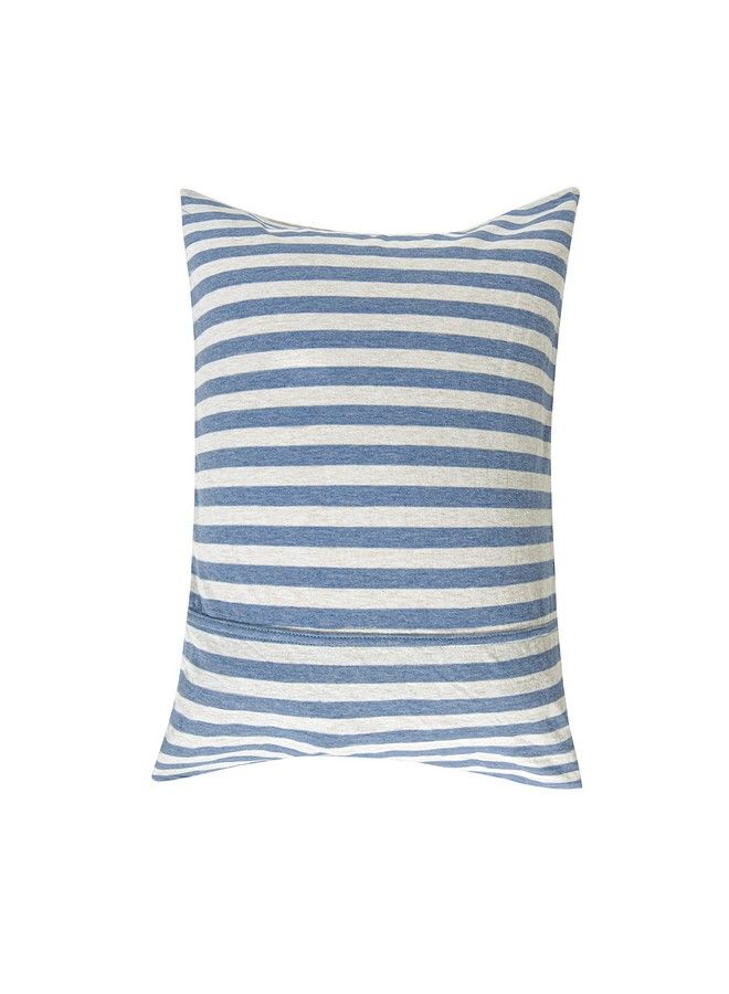 NTBAY 2 Pack 100% Organic Jersey Cotton Toddler Pillowcases Super Soft And Breathable Yarn Dyed 13X18 Nursery Pillow Cases With Envelope Closure 13"X18" Blue And White Stripe - Image 5