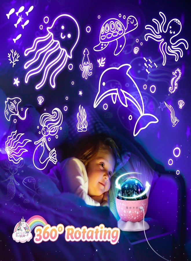 مصباح ليلي للأطفال بتصميم يونيكورن، 3 في 1، جهاز عرض أضواء ليلية بتصميم يونيكورن وسماء مرصعة بالنجوم وعالم البحار، مناسب للفتيات من عمر 3 إلى 12 سنة، هدية عيد ميلاد مثالية للأطفال، مصباح ليلي لغرفة النوم - Image 4