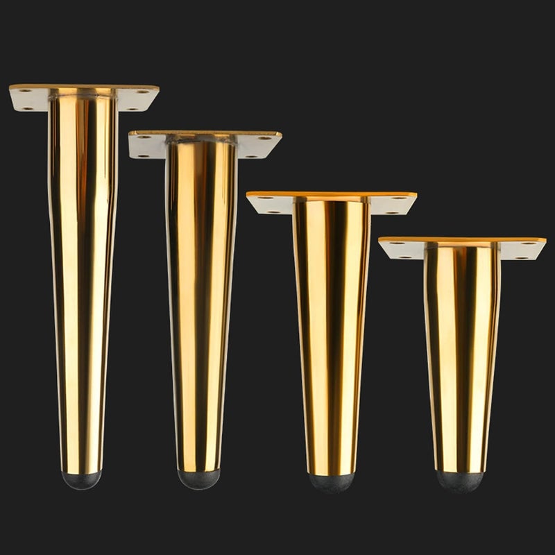 QZibeva 6 Inch Furniture Table Legs Golden Steel Round Tapered Modern Sofa Feet Straight Metal Furniture Leg Hardware for Cabinet and Couch 4 Pack with Screw - Image 5