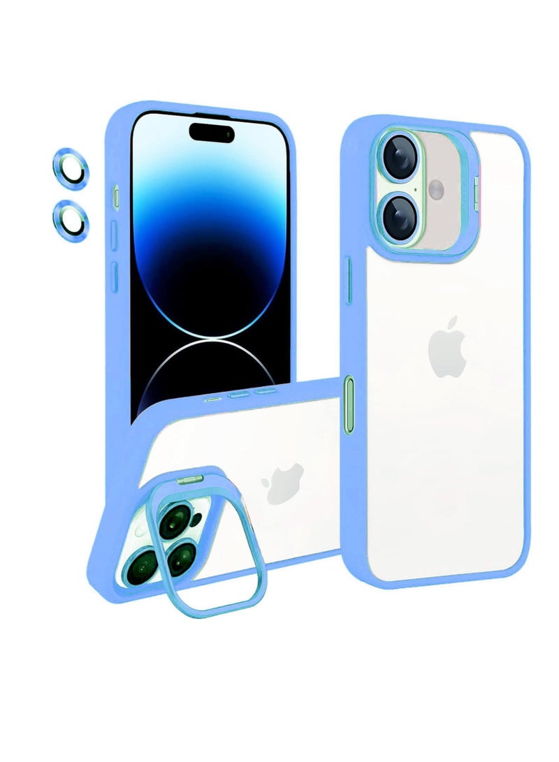 iPhone 16 Clear Case with Kickstand, Built-in Camera Ring Stand, with Lens Protector Cover, Shockproof Hard PC Back Soft. - Image 1