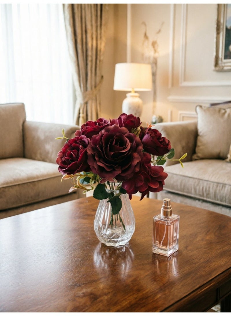 1pc Artificial Rose and Hydrangea Mixed Bouquet | Suitable for home and kitchen decoration, artificial greenery and flowers, festival celebrations, hotels, offices, parties, and other occasions. - Image 3