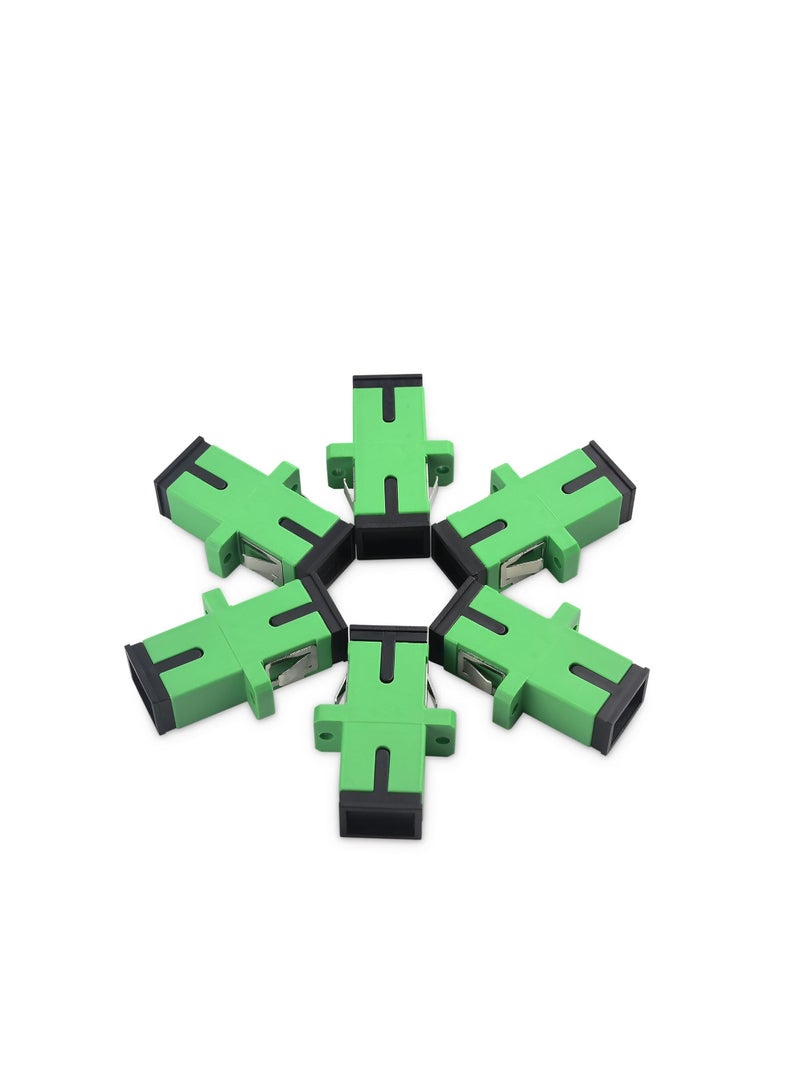 igeekwell SC Fiber Optic Adapter Female to Female APC Simplex Single Mode Fiber Optical Coupler Network Internet Connector Adapter with Mount Panel (Green 6-Pack) - Image 1