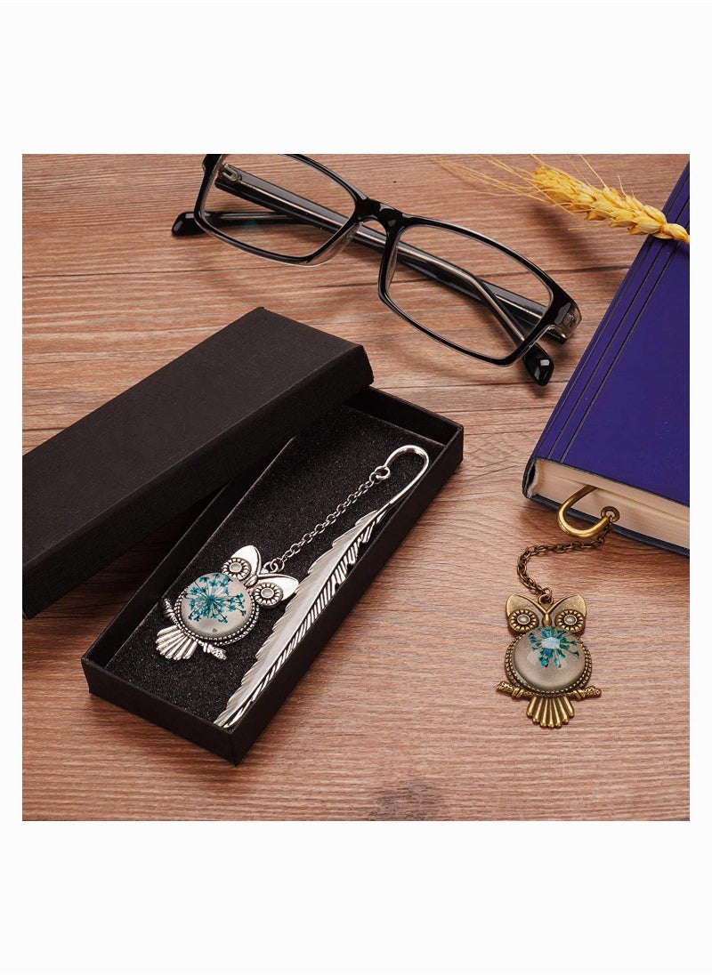 SYOSI - Bookmark Metal Bookmarks Retro Feather Owl Luminous Mark Friend Funny Glow in The Dark C ute Women Men Unique Pretty Separator Book Lovers Girls Kids Adults Gift owl - Image 1