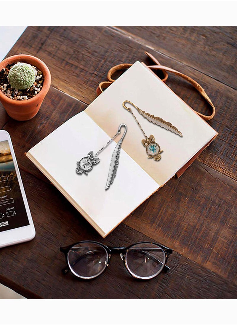 SYOSI - Bookmark Metal Bookmarks Retro Feather Owl Luminous Mark Friend Funny Glow in The Dark C ute Women Men Unique Pretty Separator Book Lovers Girls Kids Adults Gift owl - Image 1