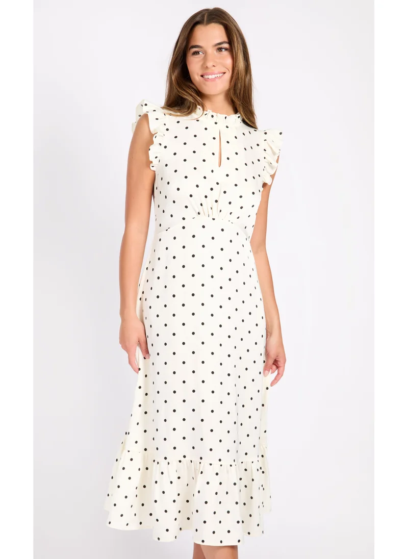 ليتل مسترس Satin Polka Dot Tiered Dress